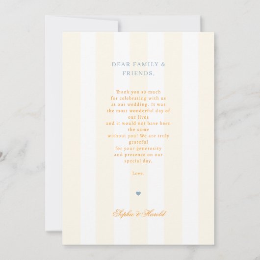 Floral Bow Crest Monogram Spring Wedding サンキューカード (裏面)