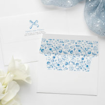 Floral Bow Dusty Blue Whimsical Modern Hand Drawn