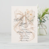 Floral Bow Elegant Bridal Shower  招待状 (スタンド正面)