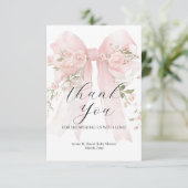 Floral Bow Elegant Flower Girl Baby Shower サンキューカード (スタンド正面)