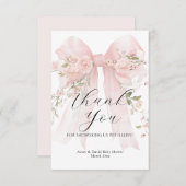 Floral Bow Elegant Flower Girl Baby Shower サンキューカード (正面/裏面)