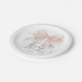 Floral Bow Elegant Flower Girl Baby Shower ペーパープレート (アングル)