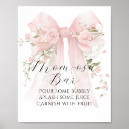Floral Bow Elegant Flower Girl Baby Shower Bar ポスター