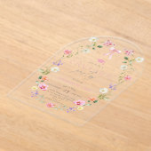 Floral Bow Elegant Graduation party アクリル招待状 (レイダウン)