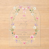 Floral Bow Elegant Graduation party アクリル招待状 (正面)