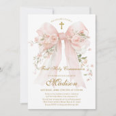 Floral Bow First Holy Communion Invitation 招待状 (正面)