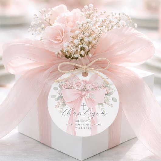  Floral Bow First Holy Communion Thank you フェイバータグ