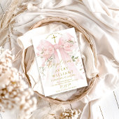 Floral Bow Girls Baptism Elegant Flower Digital 招待状