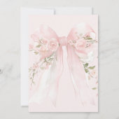 Floral Bow Girls Baptism Elegant Flower Digital 招待状 (裏面)