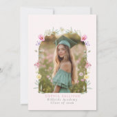 Floral Bow Graduation party Arch Photo 招待状 (裏面)