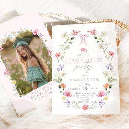 Floral Bow Graduation party Arch Photo 招待状