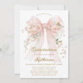 Floral Bow Quinceañera Invitation 15th Birthday 招待状 (正面)