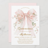 Floral Bow Quinceañera Invitation 15th Birthday 招待状 (正面/裏面)