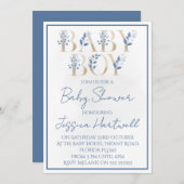 Floral Boy Baby Shower Invitation 招待状 (正面/裏面)