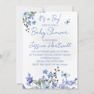 Floral Boy Baby Shower Invitation 招待状