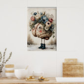 Floral Brain Print, Botanical Brain Illustration ポスター (キッチン)