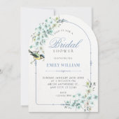 Floral branch bird bridal shower 招待状 (正面)