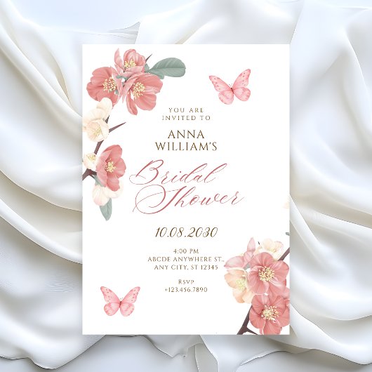 Floral branch bridal shower 招待状