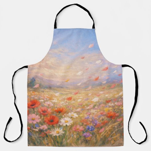 Floral Breeze - Pastel Painting Style Art エプロン (正面)