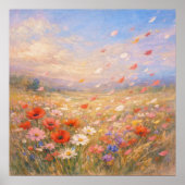 Floral Breeze - Pastel Painting Style Art ポスター (正面)