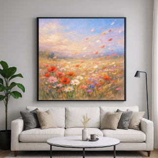 Floral Breeze - Pastel Painting Style Art ポスター