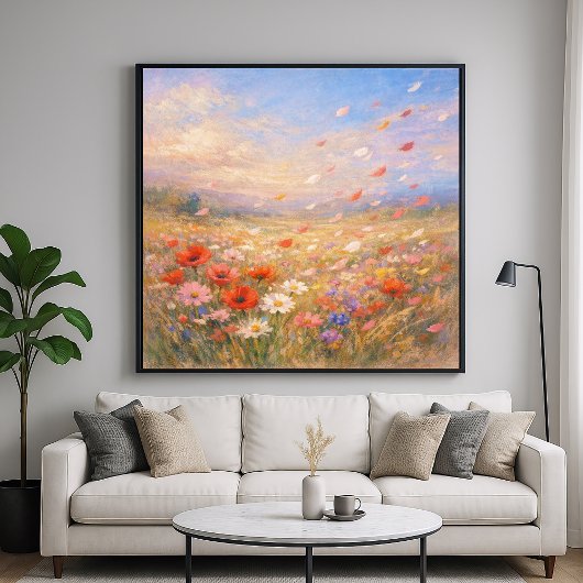 Floral Breeze - Pastel Painting Style Art ポスター