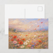 Floral Breeze - Pastel Painting Style Art ポストカード (正面/裏面)