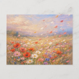 Floral Breeze - Pastel Painting Style Art ポストカード