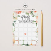 Floral Bridal Shower Bingo Game Printable 招待状