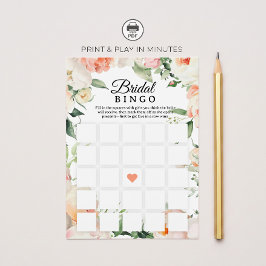 Floral Bridal Shower Bingo Game Printable 招待状