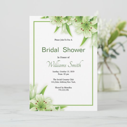 Floral Bridal Shower Invitation Card Template 招待状 (スタンド正面)