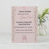 Floral Bridal Shower Invitation | Custom Name & De 招待状 (スタンド正面)