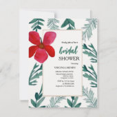 Floral Bridal Shower Invitation Elegant Calligraph 出欠カード (正面)