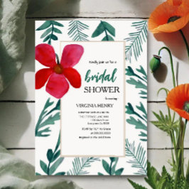 Floral Bridal Shower Invitation Elegant Calligraph 招待状