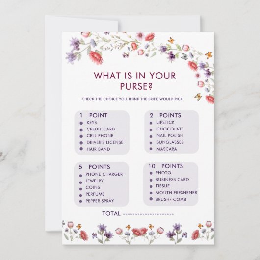 Floral Bridal Shower Purse Game New Chapter Theme (正面)