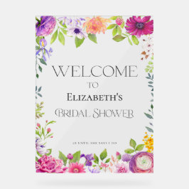 Floral Bridal Shower Welcome Acrylic Sign アクリルサイン