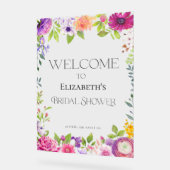 Floral Bridal Shower Welcome Acrylic Sign アクリルサイン (傾斜)