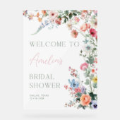 Floral Bridal Shower Welcome Sign Wildflower アクリルサイン (正面)