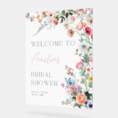 Floral Bridal Shower Welcome Sign Wildflower アクリルサイン (傾斜)