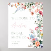 Floral Bridal Shower Welcome Sign Wildflower ポスター (正面)