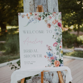 Floral Bridal Shower Welcome Sign Wildflower ポスター