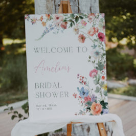 Floral Bridal Shower Welcome Sign Wildflower ポスター
