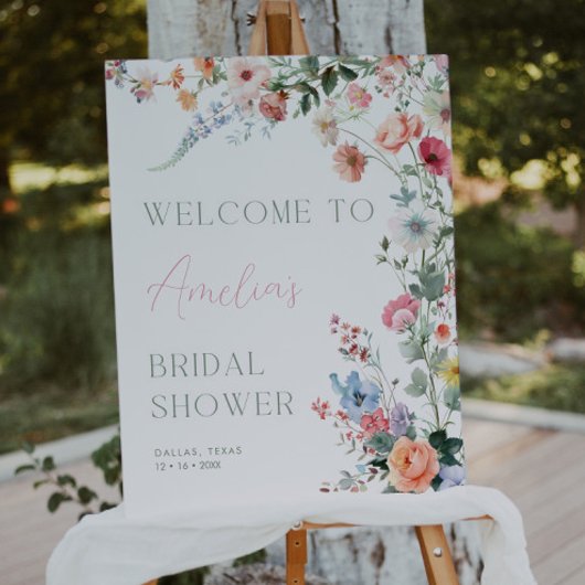Floral Bridal Shower Welcome Sign Wildflower ポスター
