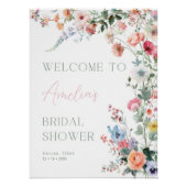 Floral Bridal Shower Welcome Sign Wildflower ポスター (正面)