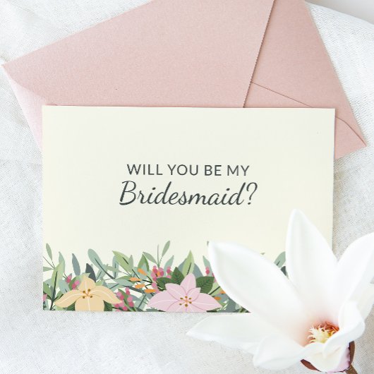 Floral Bridesmaid Proposal Wedding Card 招待状
