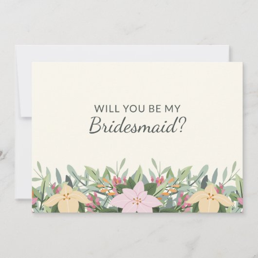 Floral Bridesmaid Proposal Wedding Card 招待状 (正面)