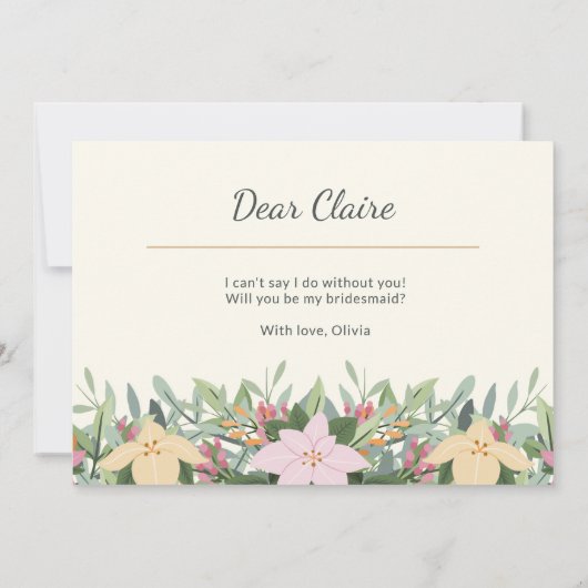 Floral Bridesmaid Proposal Wedding Card 招待状 (裏面)