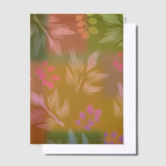 Floral Brown ベラム紙招待状 (オフセット)