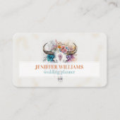 Floral Bull Skull Watercolor Art 名刺 (正面)