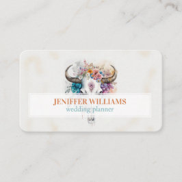 Floral Bull Skull Watercolor Art 名刺